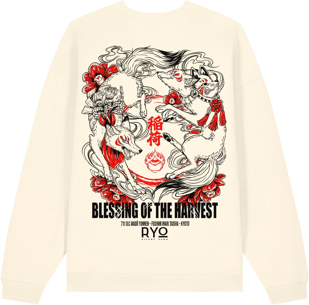 Back view of the Blessing of the Harvest Sweatshirt by RYO Silent Echo