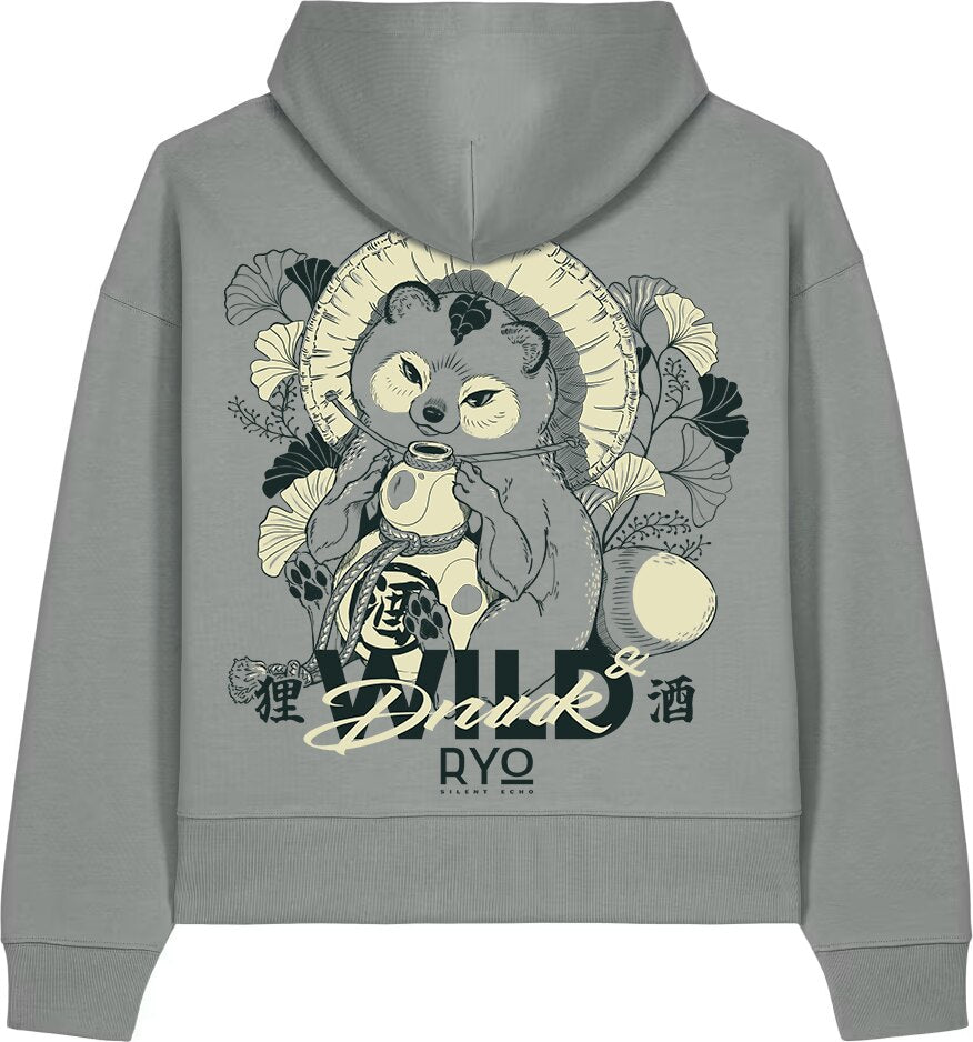 Back view of the Tanuki - Wild & Drunk Hoodie by RYO Silent Echo
